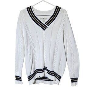 Vintage 80s Tommy Hilfiger Angora/Lambswool Women 1X Cable-Knit Pullover Sweater